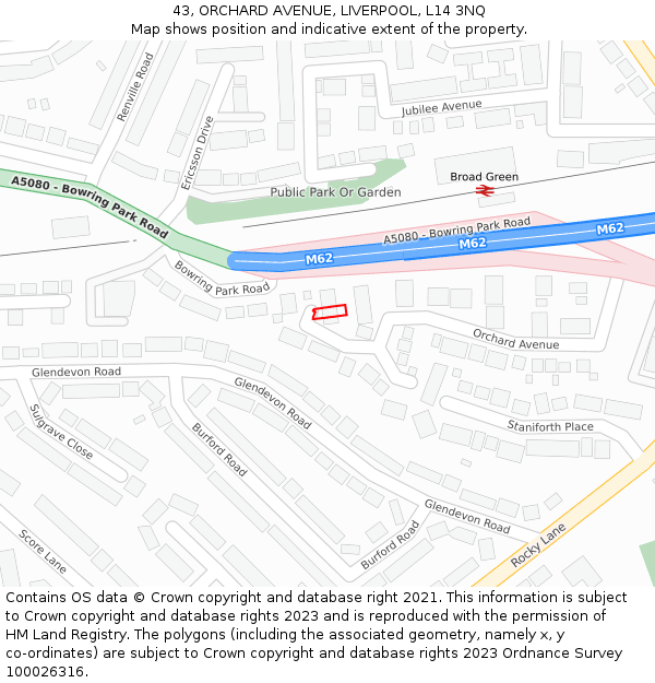 43, ORCHARD AVENUE, LIVERPOOL, L14 3NQ: Location map and indicative extent of plot