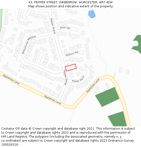 43, PEPPER STREET, INKBERROW, WORCESTER, WR7 4EW: Location map and indicative extent of plot