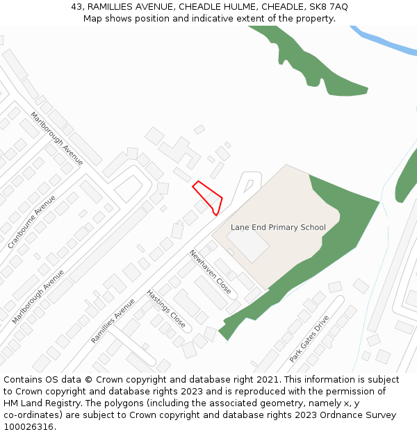 43, RAMILLIES AVENUE, CHEADLE HULME, CHEADLE, SK8 7AQ: Location map and indicative extent of plot