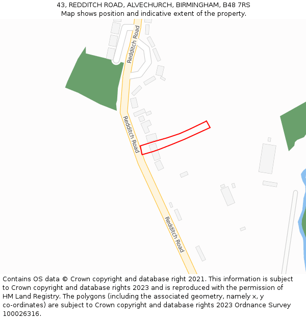 43, REDDITCH ROAD, ALVECHURCH, BIRMINGHAM, B48 7RS: Location map and indicative extent of plot