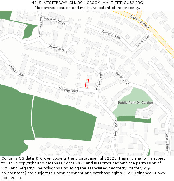 43, SILVESTER WAY, CHURCH CROOKHAM, FLEET, GU52 0RG: Location map and indicative extent of plot