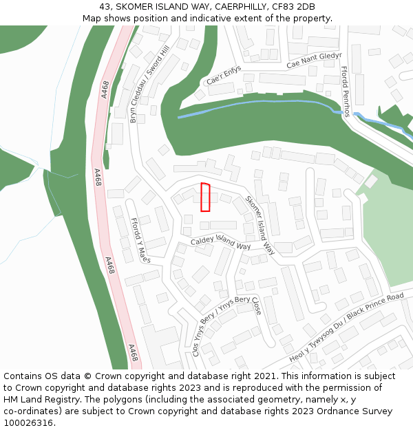 43, SKOMER ISLAND WAY, CAERPHILLY, CF83 2DB: Location map and indicative extent of plot