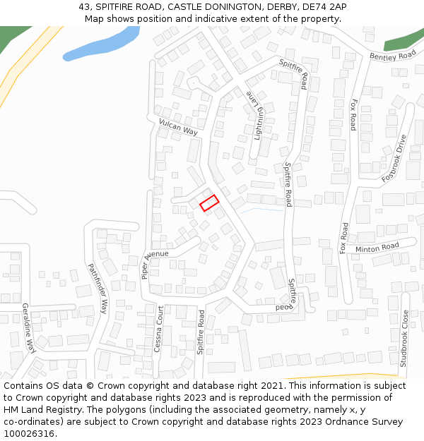 43, SPITFIRE ROAD, CASTLE DONINGTON, DERBY, DE74 2AP: Location map and indicative extent of plot