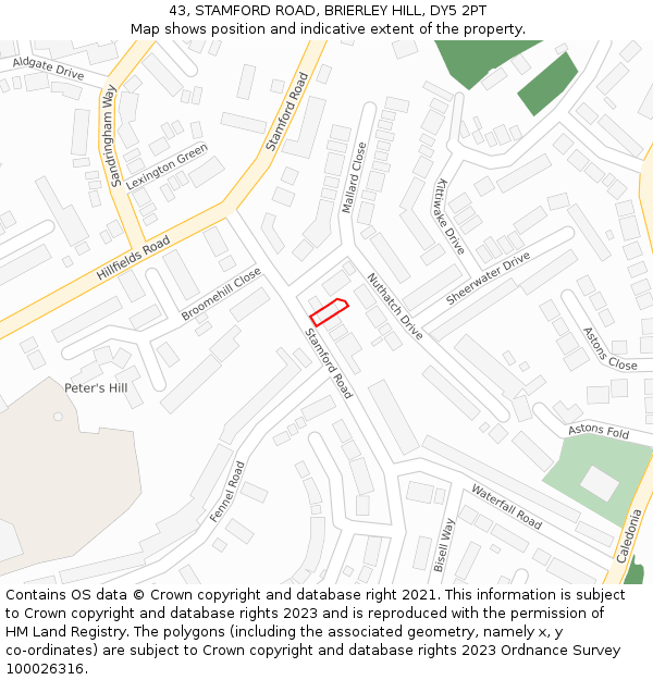43, STAMFORD ROAD, BRIERLEY HILL, DY5 2PT: Location map and indicative extent of plot