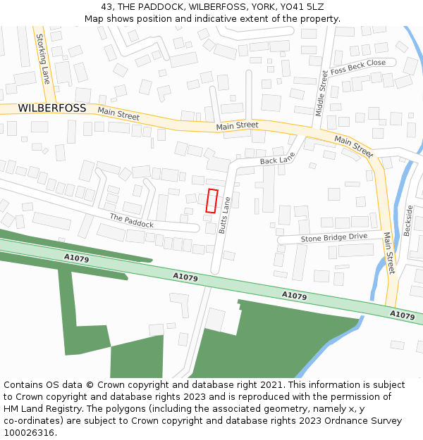 43, THE PADDOCK, WILBERFOSS, YORK, YO41 5LZ: Location map and indicative extent of plot