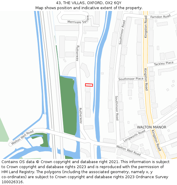 43, THE VILLAS, OXFORD, OX2 6QY: Location map and indicative extent of plot