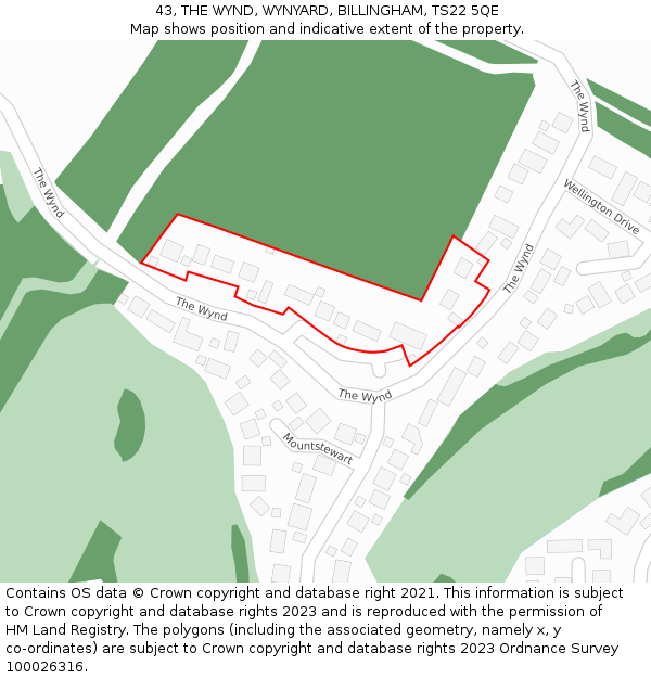 43, THE WYND, WYNYARD, BILLINGHAM, TS22 5QE: Location map and indicative extent of plot