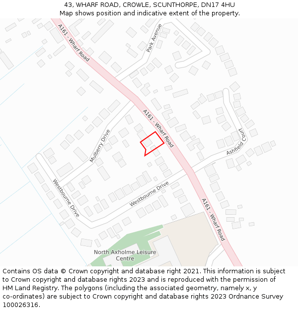 43, WHARF ROAD, CROWLE, SCUNTHORPE, DN17 4HU: Location map and indicative extent of plot