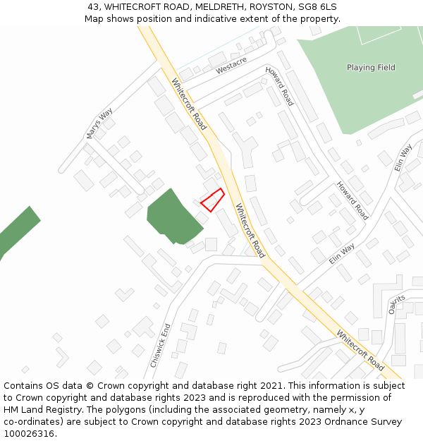 43, WHITECROFT ROAD, MELDRETH, ROYSTON, SG8 6LS: Location map and indicative extent of plot