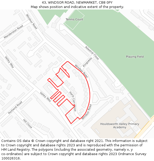 43, WINDSOR ROAD, NEWMARKET, CB8 0PY: Location map and indicative extent of plot