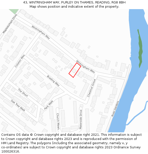 43, WINTRINGHAM WAY, PURLEY ON THAMES, READING, RG8 8BH: Location map and indicative extent of plot