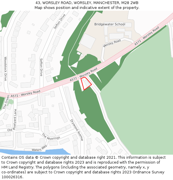 43, WORSLEY ROAD, WORSLEY, MANCHESTER, M28 2WB: Location map and indicative extent of plot
