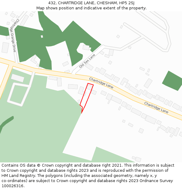 432, CHARTRIDGE LANE, CHESHAM, HP5 2SJ: Location map and indicative extent of plot