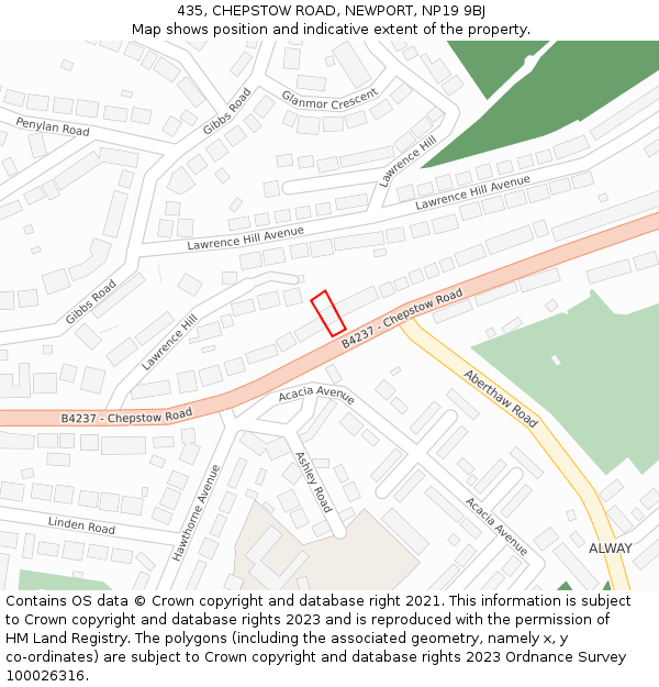 435, CHEPSTOW ROAD, NEWPORT, NP19 9BJ: Location map and indicative extent of plot