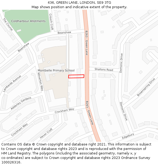 436, GREEN LANE, LONDON, SE9 3TG: Location map and indicative extent of plot