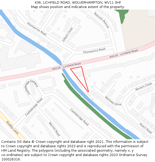 436, LICHFIELD ROAD, WOLVERHAMPTON, WV11 3HF: Location map and indicative extent of plot