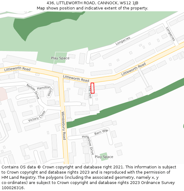 436, LITTLEWORTH ROAD, CANNOCK, WS12 1JB: Location map and indicative extent of plot