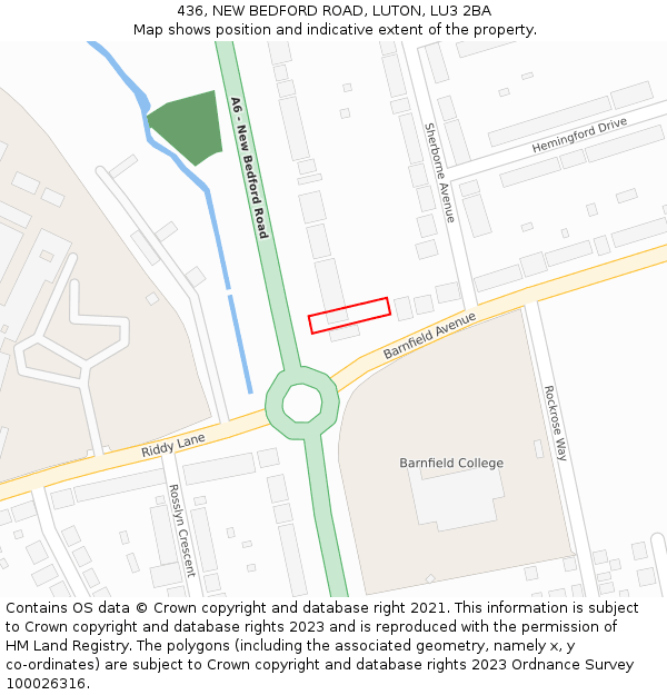 436, NEW BEDFORD ROAD, LUTON, LU3 2BA: Location map and indicative extent of plot