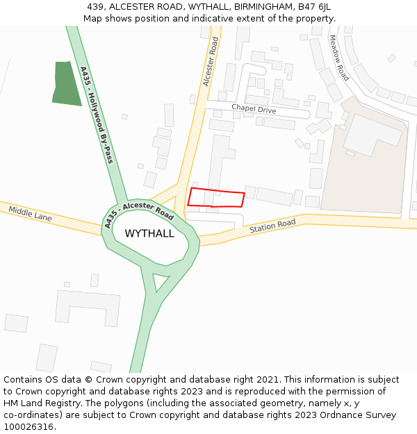 439, ALCESTER ROAD, WYTHALL, BIRMINGHAM, B47 6JL: Location map and indicative extent of plot