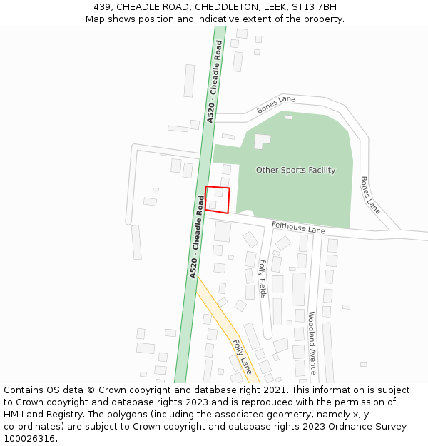 439, CHEADLE ROAD, CHEDDLETON, LEEK, ST13 7BH: Location map and indicative extent of plot