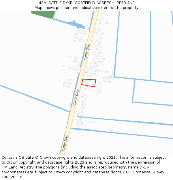 43A, CATTLE DYKE, GOREFIELD, WISBECH, PE13 4NP: Location map and indicative extent of plot