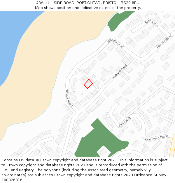 43A, HILLSIDE ROAD, PORTISHEAD, BRISTOL, BS20 8EU: Location map and indicative extent of plot