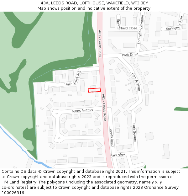 43A, LEEDS ROAD, LOFTHOUSE, WAKEFIELD, WF3 3EY: Location map and indicative extent of plot