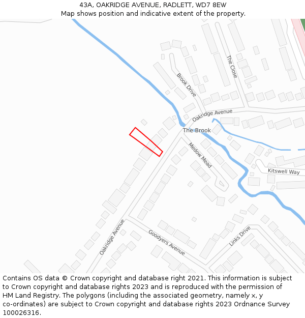 43A, OAKRIDGE AVENUE, RADLETT, WD7 8EW: Location map and indicative extent of plot