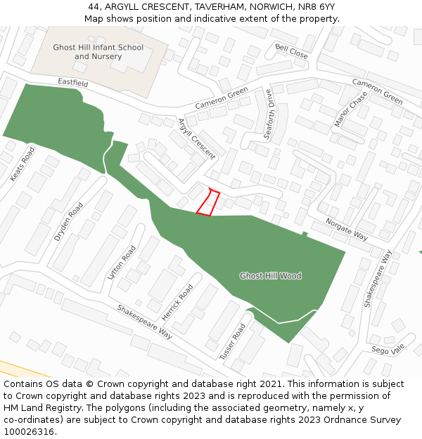 44, ARGYLL CRESCENT, TAVERHAM, NORWICH, NR8 6YY: Location map and indicative extent of plot