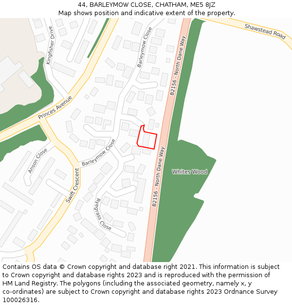 44, BARLEYMOW CLOSE, CHATHAM, ME5 8JZ: Location map and indicative extent of plot