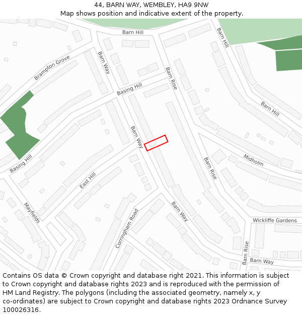 44, BARN WAY, WEMBLEY, HA9 9NW: Location map and indicative extent of plot