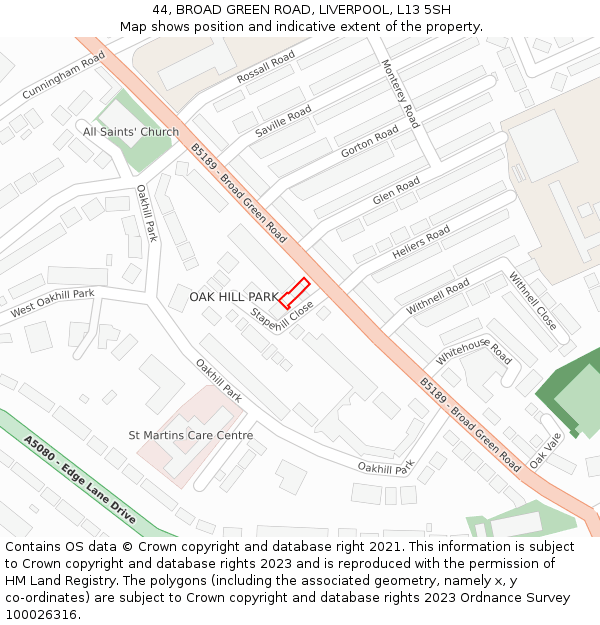 44, BROAD GREEN ROAD, LIVERPOOL, L13 5SH: Location map and indicative extent of plot