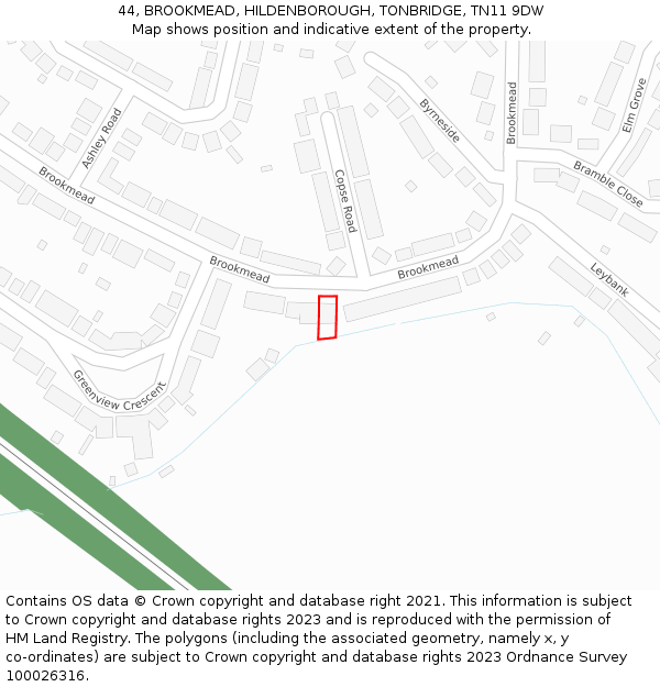 44, BROOKMEAD, HILDENBOROUGH, TONBRIDGE, TN11 9DW: Location map and indicative extent of plot