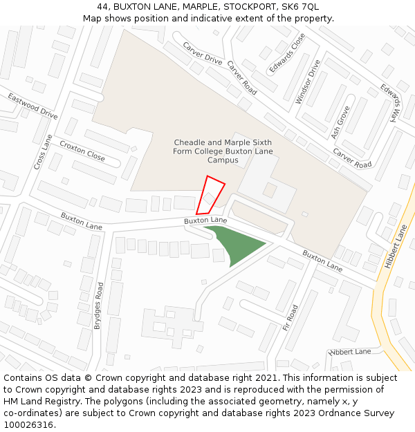 44, BUXTON LANE, MARPLE, STOCKPORT, SK6 7QL: Location map and indicative extent of plot