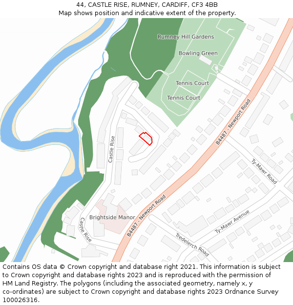 44, CASTLE RISE, RUMNEY, CARDIFF, CF3 4BB: Location map and indicative extent of plot