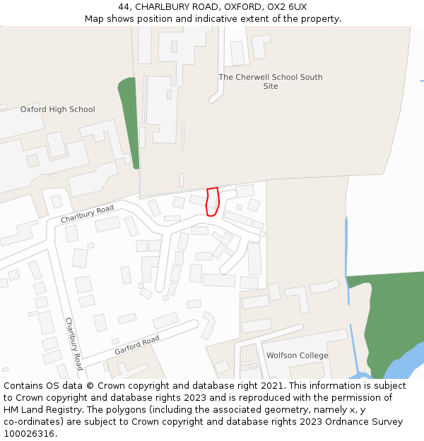 44, CHARLBURY ROAD, OXFORD, OX2 6UX: Location map and indicative extent of plot