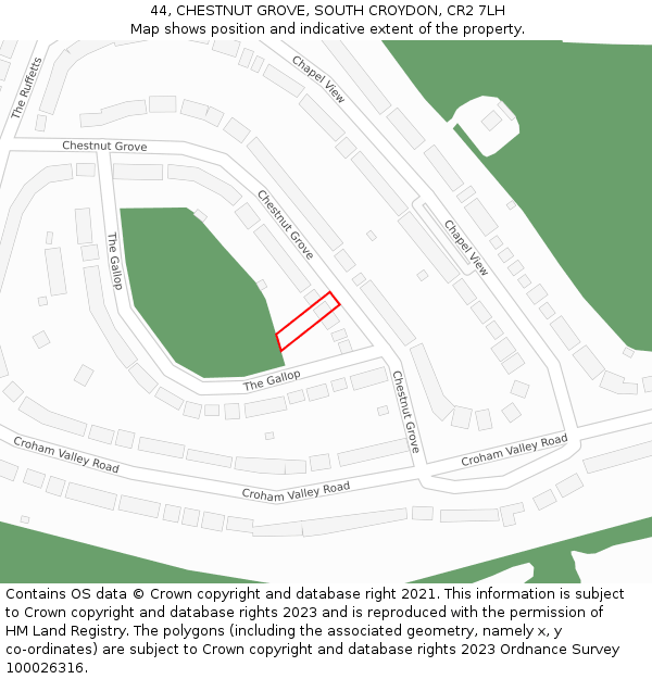 44, CHESTNUT GROVE, SOUTH CROYDON, CR2 7LH: Location map and indicative extent of plot