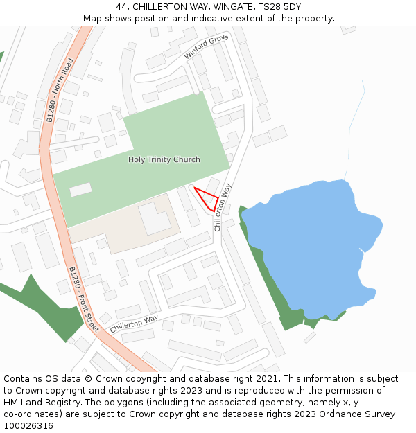 44, CHILLERTON WAY, WINGATE, TS28 5DY: Location map and indicative extent of plot