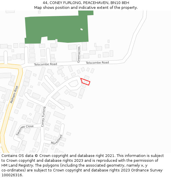 44, CONEY FURLONG, PEACEHAVEN, BN10 8EH: Location map and indicative extent of plot