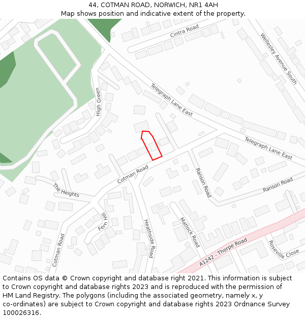 44, COTMAN ROAD, NORWICH, NR1 4AH: Location map and indicative extent of plot