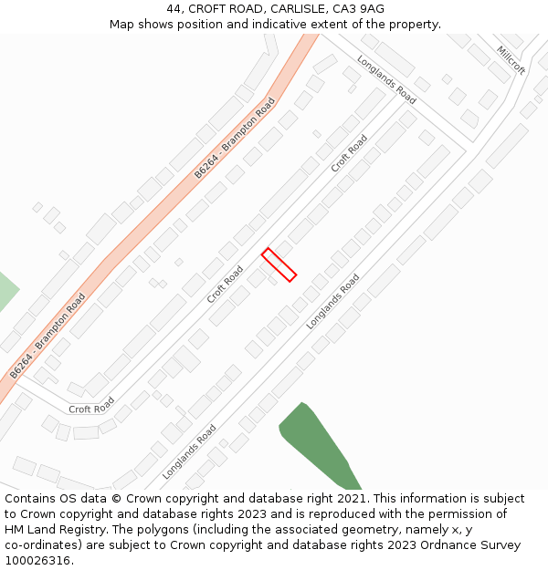 44, CROFT ROAD, CARLISLE, CA3 9AG: Location map and indicative extent of plot