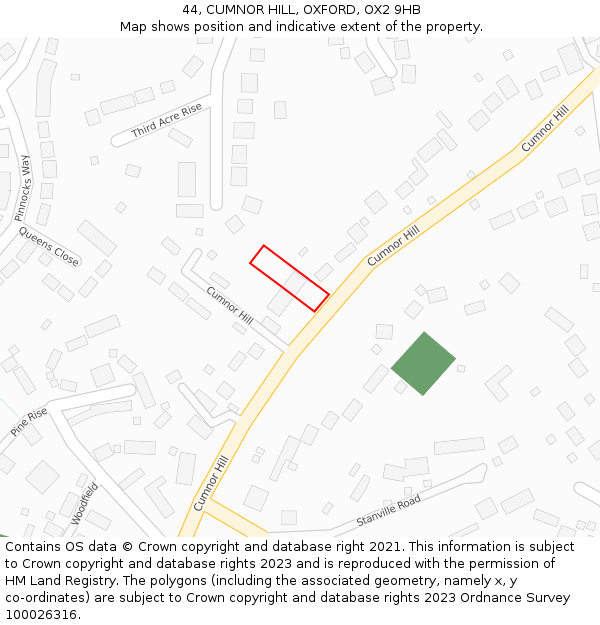 44, CUMNOR HILL, OXFORD, OX2 9HB: Location map and indicative extent of plot