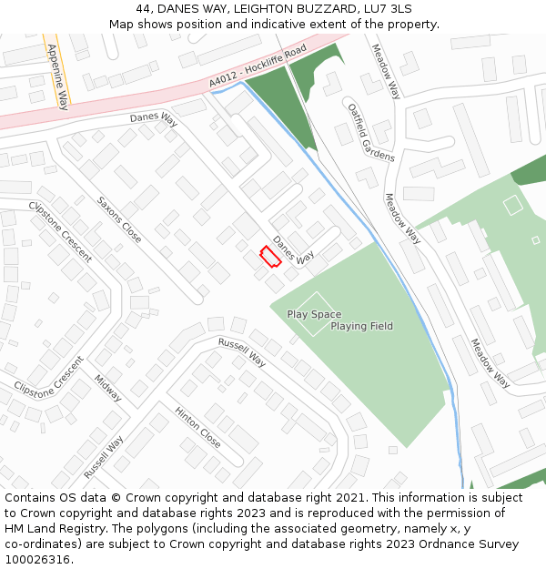 44, DANES WAY, LEIGHTON BUZZARD, LU7 3LS: Location map and indicative extent of plot