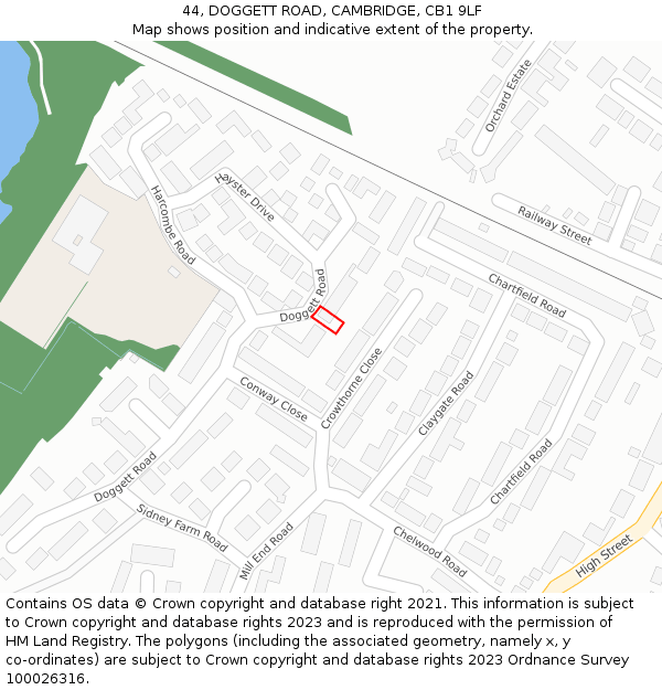 44, DOGGETT ROAD, CAMBRIDGE, CB1 9LF: Location map and indicative extent of plot