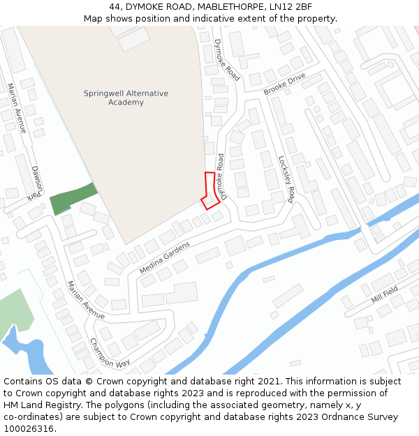 44, DYMOKE ROAD, MABLETHORPE, LN12 2BF: Location map and indicative extent of plot