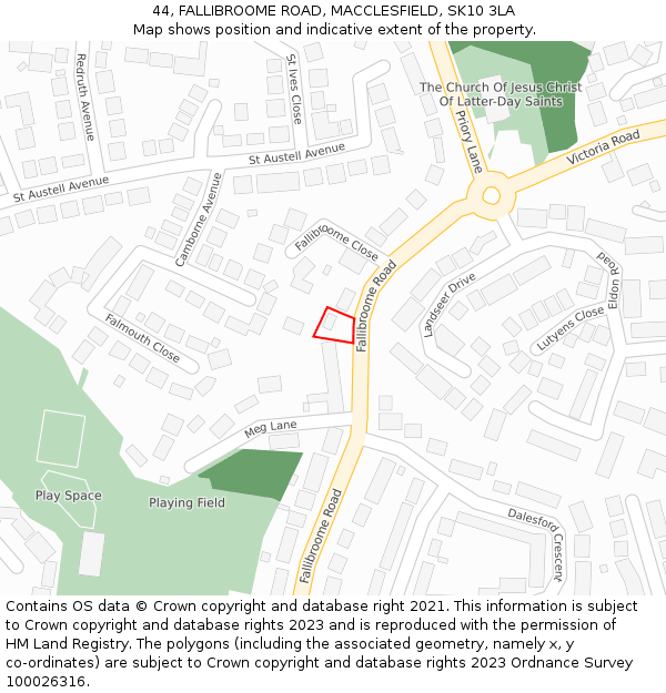 44, FALLIBROOME ROAD, MACCLESFIELD, SK10 3LA: Location map and indicative extent of plot