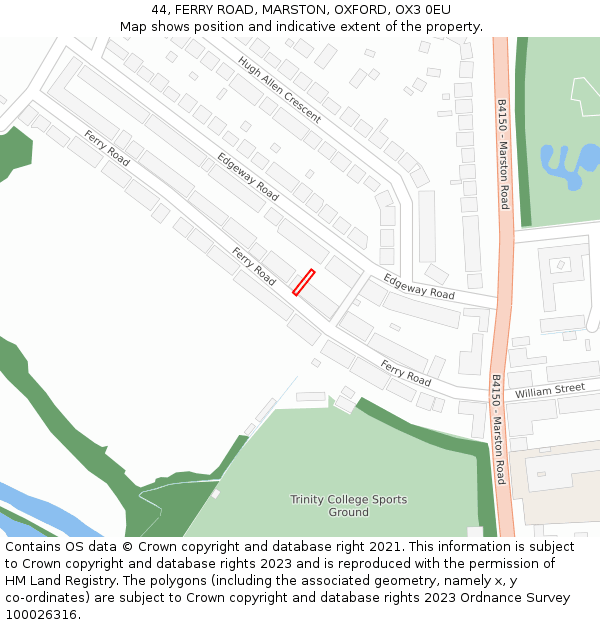 44, FERRY ROAD, MARSTON, OXFORD, OX3 0EU: Location map and indicative extent of plot