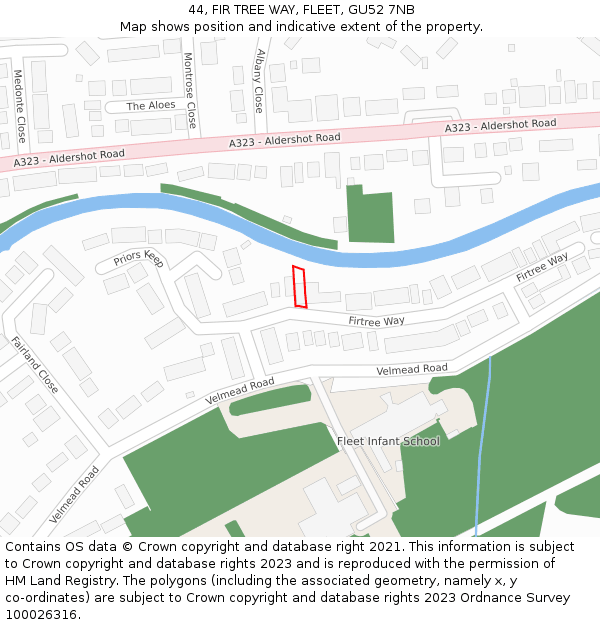 44, FIR TREE WAY, FLEET, GU52 7NB: Location map and indicative extent of plot