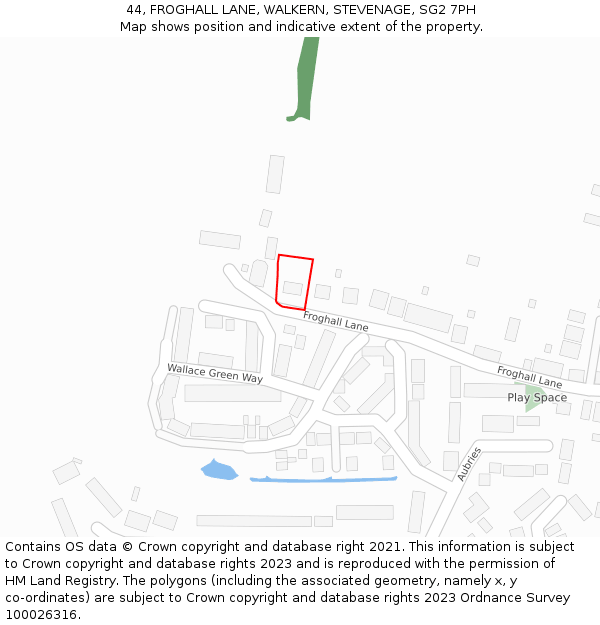 44, FROGHALL LANE, WALKERN, STEVENAGE, SG2 7PH: Location map and indicative extent of plot