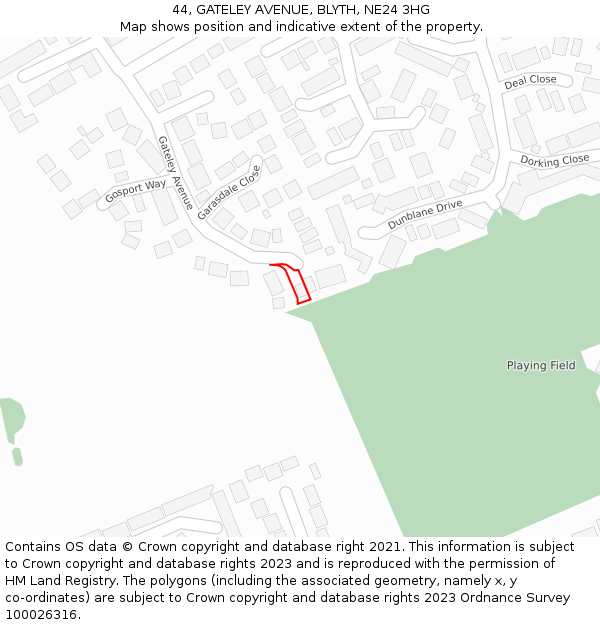 44, GATELEY AVENUE, BLYTH, NE24 3HG: Location map and indicative extent of plot